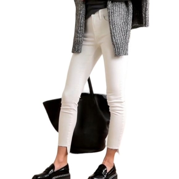 FRAME Le Skinny de Jeanne Raw Stagger Hem Jeans, Size 30, White, NWT - Picture 2 of 16
